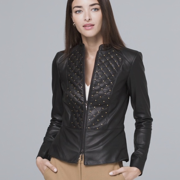 WHBM Genuine Leather Stud Detail Jacket